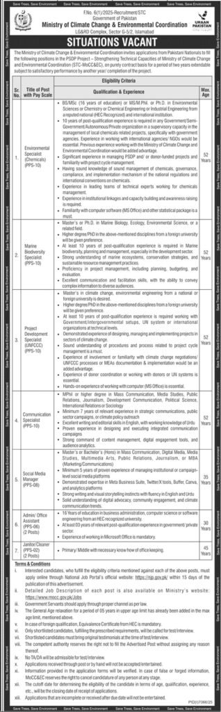 Ministry of Climate Change & Envoirment Coordination Islamabad Pakistan