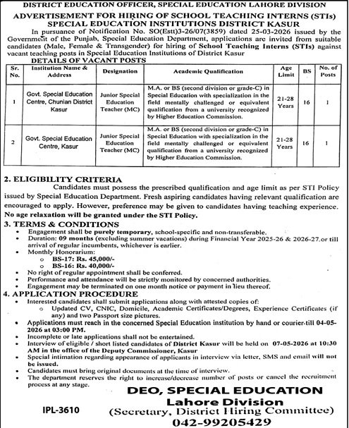 Special Education Lahore Pakistan