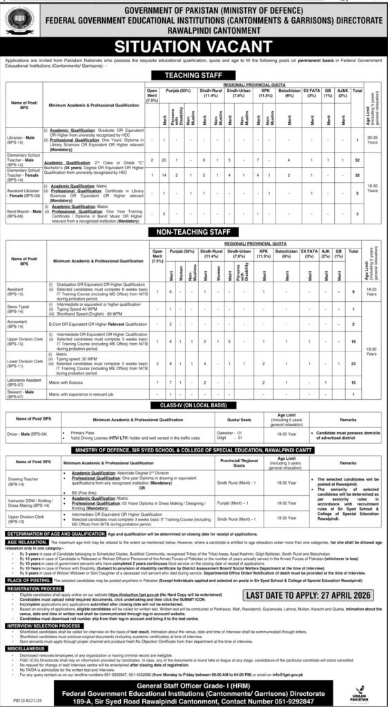 Ministry of Defence Rawalpindi Pakistan
