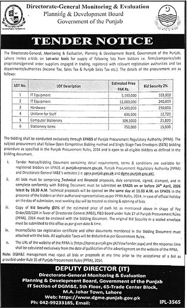 P&D Board Lahore Pakistan