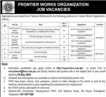 Frontier Works Organization Rawalpindi Pakistan