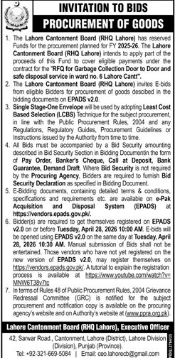 Lahore Cantonment Board Pakistan