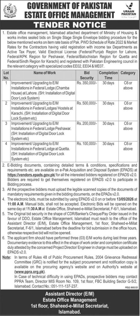 Estate Office Management Government of Pakistan
