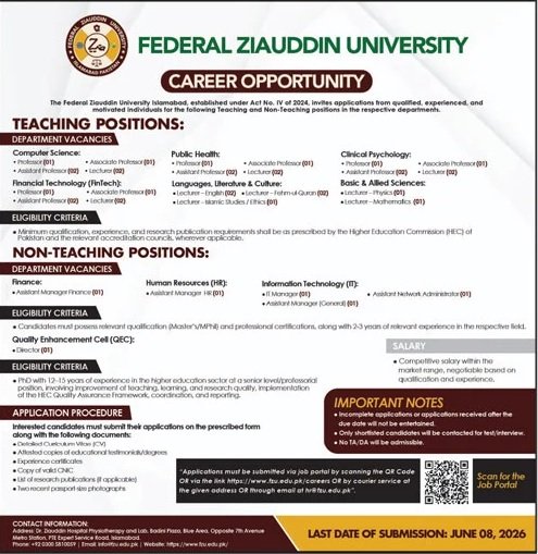 Federal Ziauddin University Islamabad Pakistan