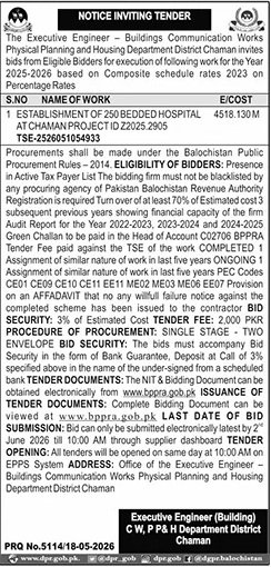 CWPP&H Department Quetta Pakistan