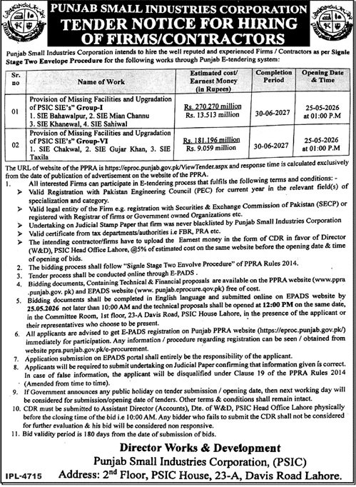 Punjab Small Industries Corporation Lahore Pakistan