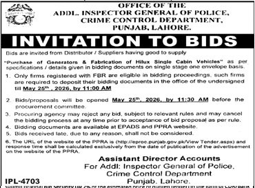 AIG Office Crime Control Department Lahore Pakistan