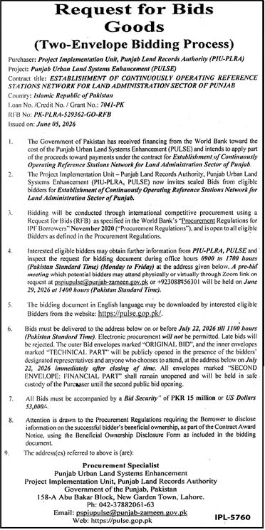 Punjab Land Records Authority Lahore Pakistan