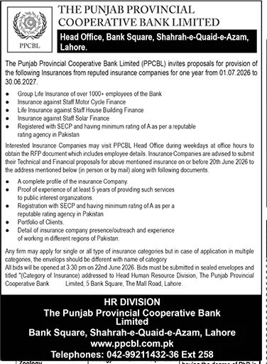 Punjab Provincial Cooperative Bank Lahore Pakistan