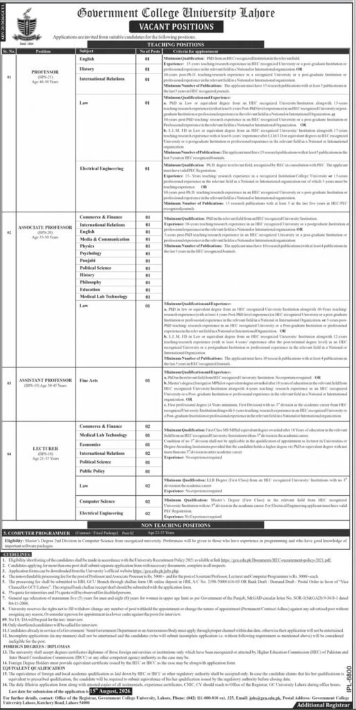 Government College University Lahore Pakistan