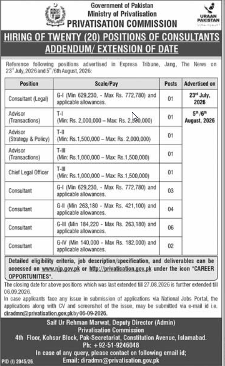 Privatisation Commission Islamabad Pakistan
jobs in islamabad